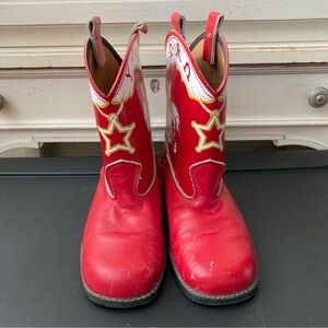 Vintage Sears 1970’s Red Cowboy Boots with Star & Cowboy Design Size 13